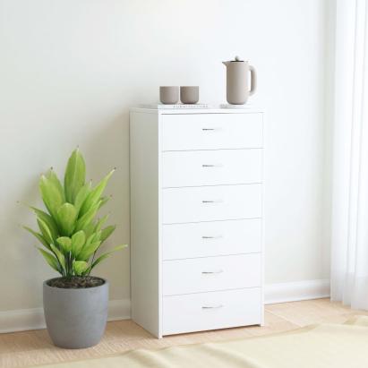 Servantă cu 6 sertare, alb, 50 x 34 x 96 cm, PAL GartenMobel Dekor