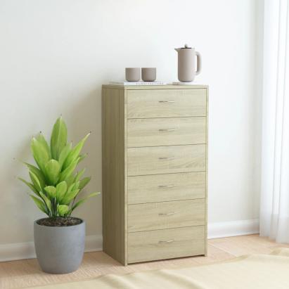 Servantă cu 6 sertare, stejar Sonoma, 50 x 34 x 96 cm, PAL GartenMobel Dekor