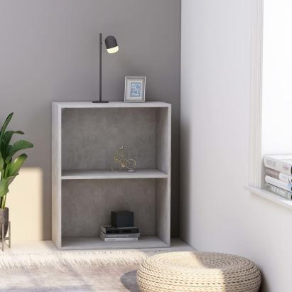 Bibliotecă cu 2 rafturi, gri beton, 60 x 30 x 76,5 cm, PAL GartenMobel Dekor