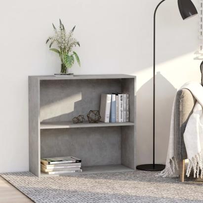 Bibliotecă cu 2 rafturi, gri beton, 80 x 30 x 76,5 cm, PAL GartenMobel Dekor