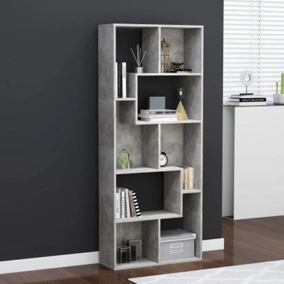 Bibliotecă, gri beton, 67x24x161 cm, PAL GartenMobel Dekor