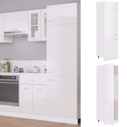 Dulap frigider, alb extralucios, 60x57x207 cm, lemn prelucrat GartenMobel Dekor