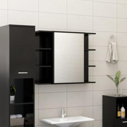 Dulap de baie cu oglindă, negru, 80 x 20,5 x 64 cm, PAL GartenMobel Dekor