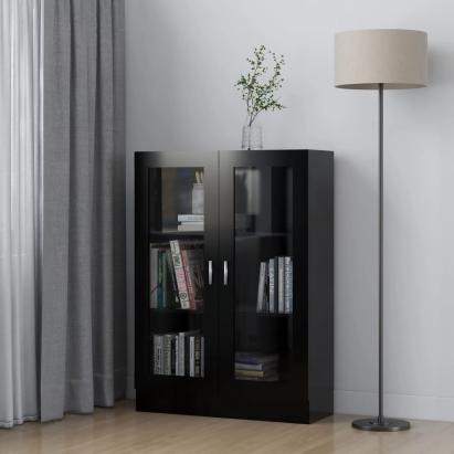 Dulap cu vitrină, negru, 82,5 x 30,5 x 115 cm, PAL GartenMobel Dekor