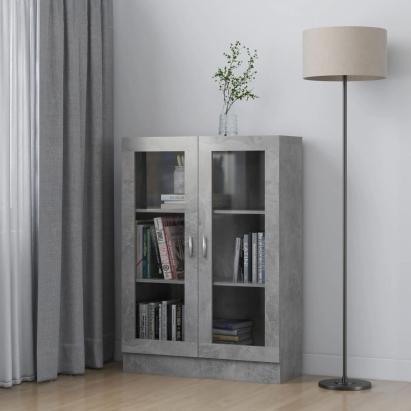 Dulap cu vitrină, gri beton, 82,5 x 30,5 x 115 cm, PAL GartenMobel Dekor