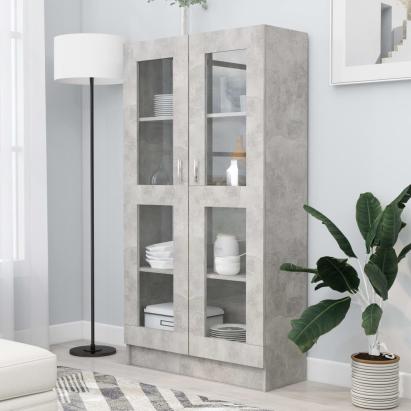 Dulap cu vitrină, gri beton, 82,5 x 30,5 x 150 cm, PAL GartenMobel Dekor