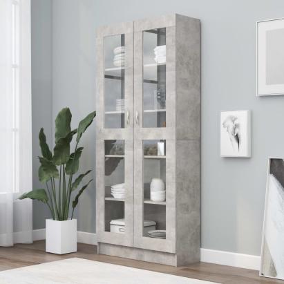 Dulap cu vitrină, gri beton, 82,5 x 30,5 x 185,5 cm, PAL GartenMobel Dekor
