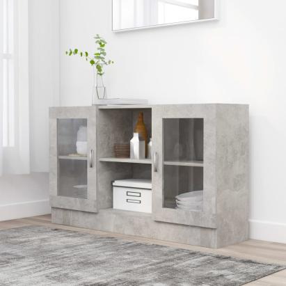 Dulap cu vitrină, gri beton, 120 x 30,5 x 70 cm, PAL GartenMobel Dekor