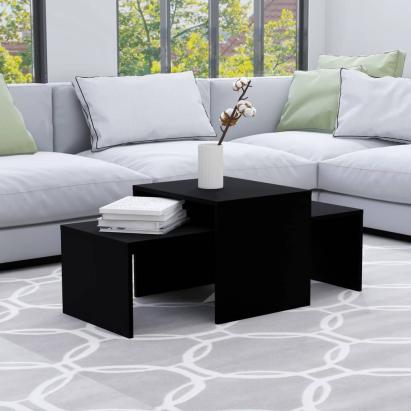 Set măsuțe de cafea, negru, 100x48x40 cm, PAL GartenMobel Dekor