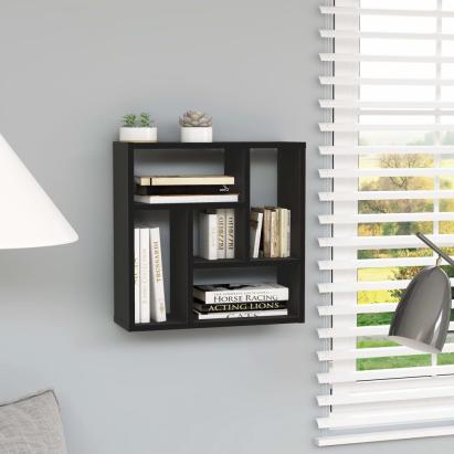 Raft de perete, negru, 45,1 x 16 x 45,1 cm, PAL GartenMobel Dekor
