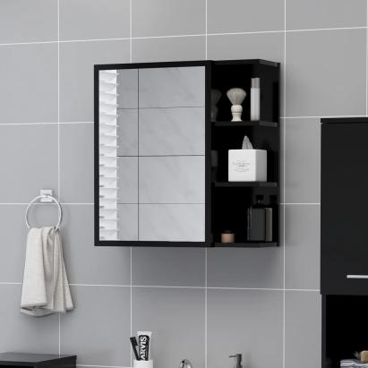 Dulap de baie cu oglindă, negru, 62,5 x 20,5 x 64 cm, PAL GartenMobel Dekor