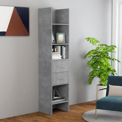 Bibliotecă, gri beton, 40x35x180 cm, PAL GartenMobel Dekor