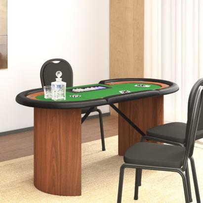 Masă de poker 10 jucători, tavă jetoane, verde, 160x80x75 cm GartenMobel Dekor