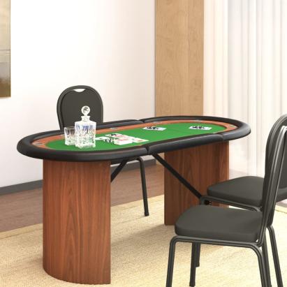 Masă de poker, 10 jucători, verde, 160x80x75 cm GartenMobel Dekor