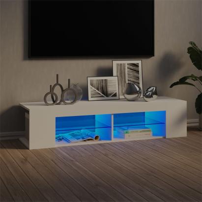 Comodă TV cu lumini LED, alb, 135x39x30 cm GartenMobel Dekor