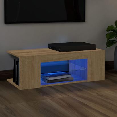 Comodă TV cu lumini LED, stejar Sonoma, 90x39x30 cm GartenMobel Dekor