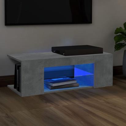 Comodă TV cu lumini LED, gri beton, 90x39x30 cm GartenMobel Dekor