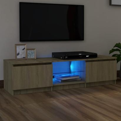 Comodă TV cu lumini LED, stejar sonoma, 140x40x35,5 cm GartenMobel Dekor