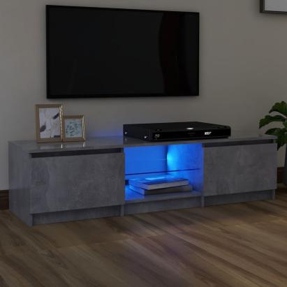 Comodă TV cu lumini LED, gri beton, 140x40x35,5 cm GartenMobel Dekor