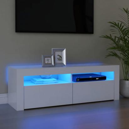 Comodă TV cu lumini LED, alb, 120x35x40 cm GartenMobel Dekor