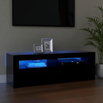 Comodă TV cu lumini LED, negru, 120x35x40 cm GartenMobel Dekor