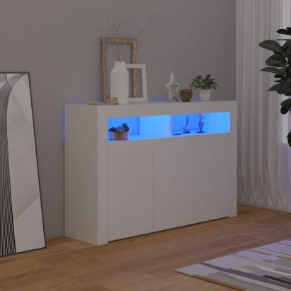 Servantă cu lumini LED, alb, 115,5x30x75 cm GartenMobel Dekor