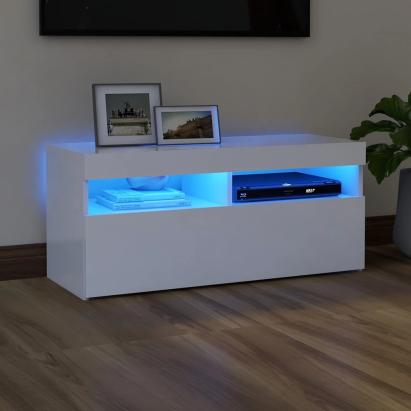 Comodă TV cu lumini LED, alb, 90x35x40 cm GartenMobel Dekor
