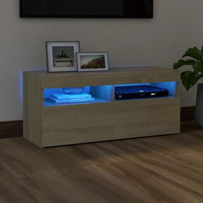 Comodă TV cu lumini LED, stejar sonoma, 90x35x40 cm GartenMobel Dekor