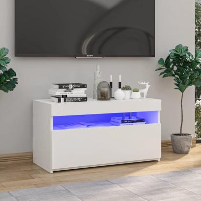 Comodă TV cu lumini LED, alb, 75x35x40 cm GartenMobel Dekor