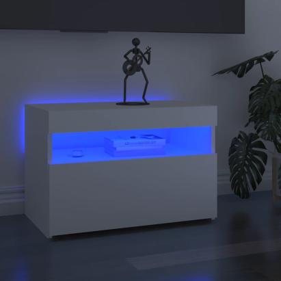 Comodă TV cu lumini LED, alb, 60x35x40 cm GartenMobel Dekor