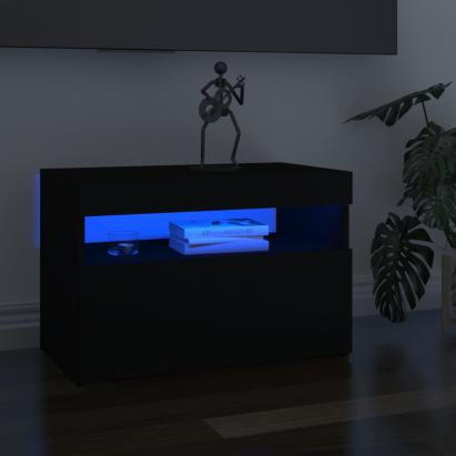 Comode TV cu lumini LED, 2 buc., negru, 60x35x40 cm GartenMobel Dekor