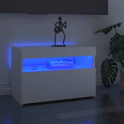 Comode TV cu lumini LED, 2 buc., alb extralucios, 60x35x40 cm GartenMobel Dekor