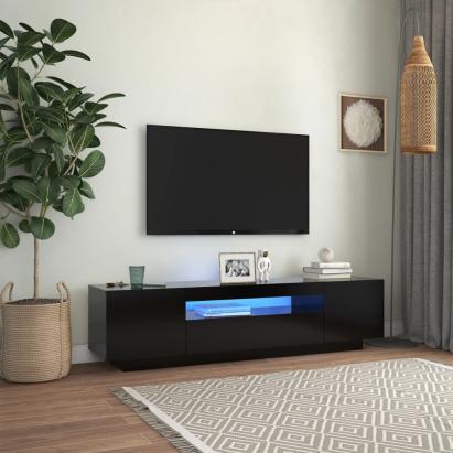 Comodă TV cu lumini LED, negru, 160x35x40 cm GartenMobel Dekor