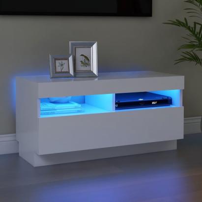 Comodă TV cu lumini LED, alb, 80x35x40 cm GartenMobel Dekor
