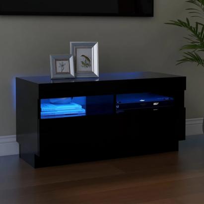 Comodă TV cu lumini LED, negru, 80x35x40 cm GartenMobel Dekor