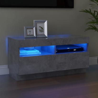 Comodă TV cu lumini LED, gri beton, 80x35x40 cm GartenMobel Dekor