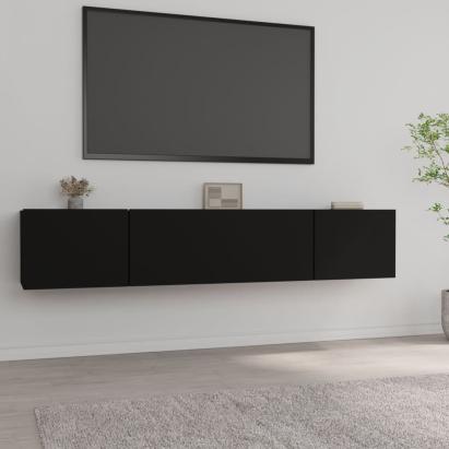 Comode TV, 2 buc., negru, 80x30x30 cm, lemn compozit GartenMobel Dekor