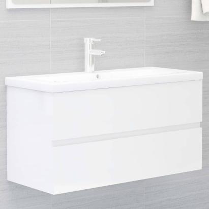 Dulap de chiuvetă, alb extralucios, 90x38,5x45 cm, PAL GartenMobel Dekor