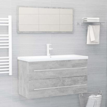Set mobilier de baie, 2 piese, gri beton, PAL  GartenMobel Dekor