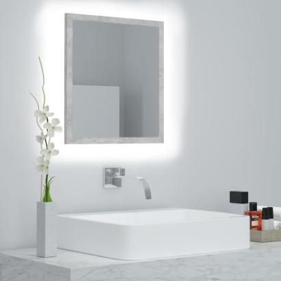 Oglindă de baie cu LED, gri beton, 40x8,5x37 cm, acril GartenMobel Dekor