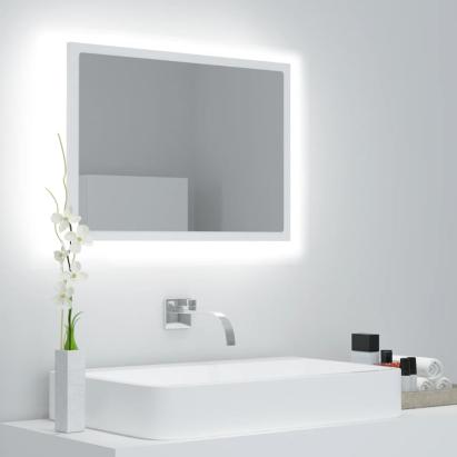 Oglindă de baie cu LED, alb, 60x8,5x37 cm, acril GartenMobel Dekor
