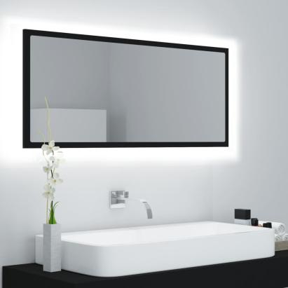 Oglindă de baie cu LED, negru, 100x8,5x37 cm, acril GartenMobel Dekor