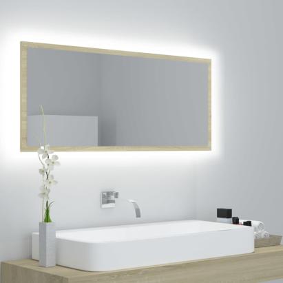 Oglindă de baie cu LED, stejar sonoma, 100x8,5x37 cm, acril GartenMobel Dekor