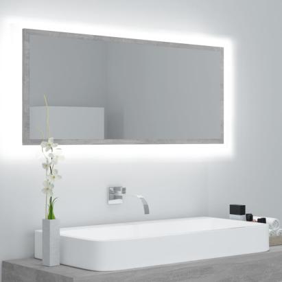 Oglindă de baie cu LED, gri beton, 100x8,5x37 cm, acril GartenMobel Dekor