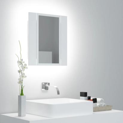 Dulap de baie cu oglindă & LED, alb, 40x12x45 cm, acril GartenMobel Dekor
