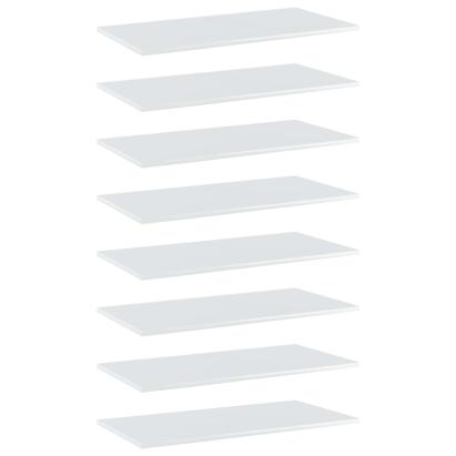 Plăci bibliotecă, 8 buc. alb extralucios, 80 x 40 x 1,5 cm, PAL GartenMobel Dekor