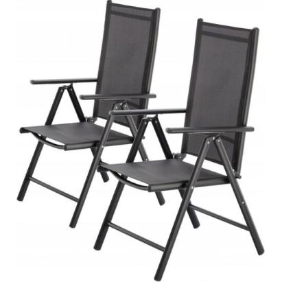 Set 2 scaune pentru gradina, pliabile, aluminiu, gri, 65x55x104, Chomik GartenVIP DiyLine