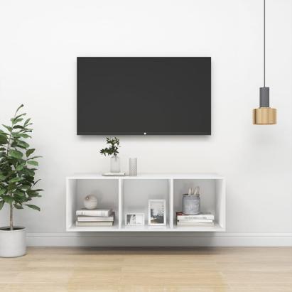 Dulap TV montat pe perete, alb, 37x37x107 cm, PAL GartenMobel Dekor