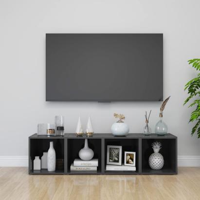 Comode TV, 4 buc., gri extralucios, 37x35x37 cm, PAL  GartenMobel Dekor