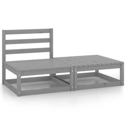 Set mobilier de grădină, 2 piese, gri, lemn masiv de pin GartenMobel Dekor